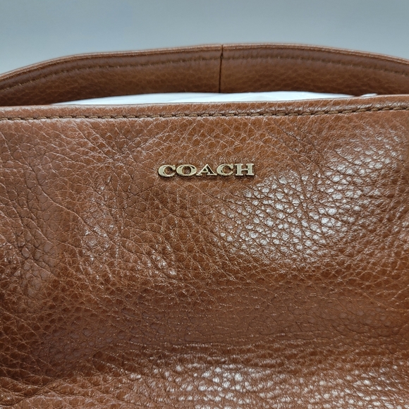 Cognac Pebble Leather COACH Tote Bag - Picture 3 of 16